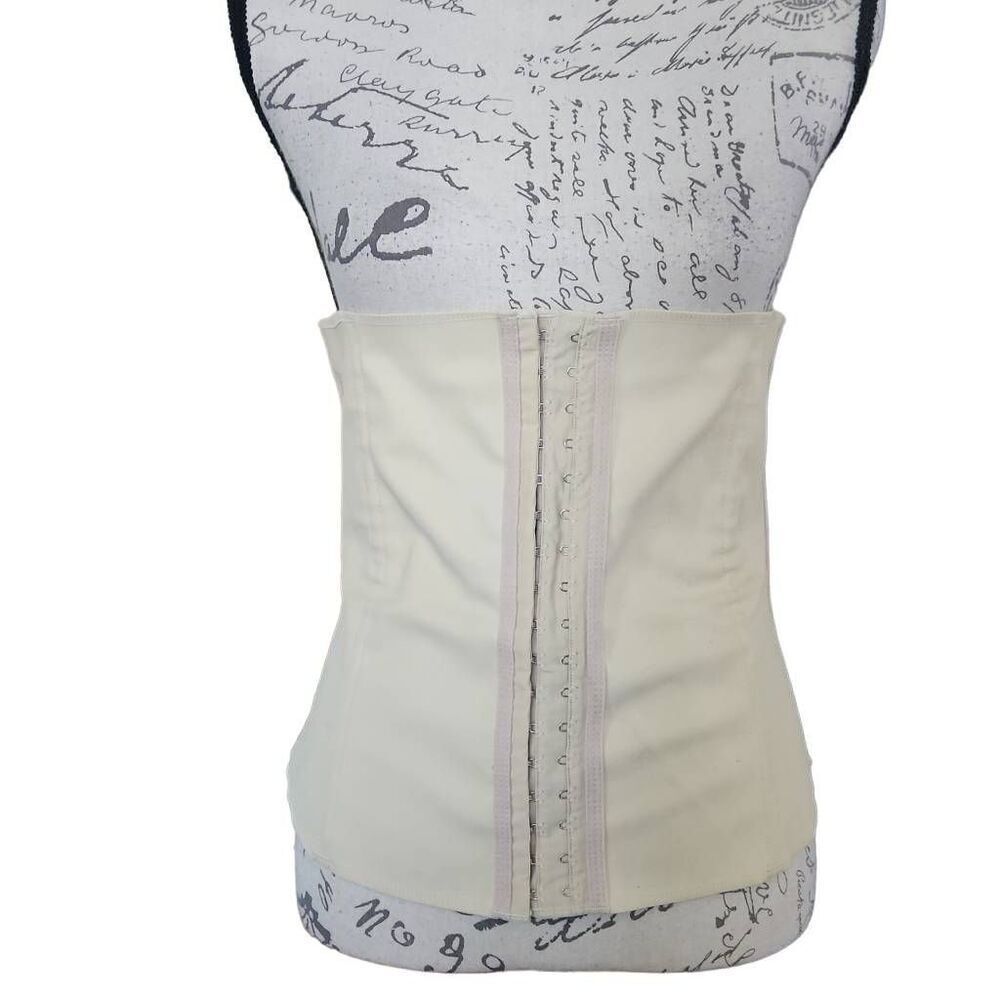 Amia Ladies Size Large Nude Latex Waist Cincher Hook & Eye Corset